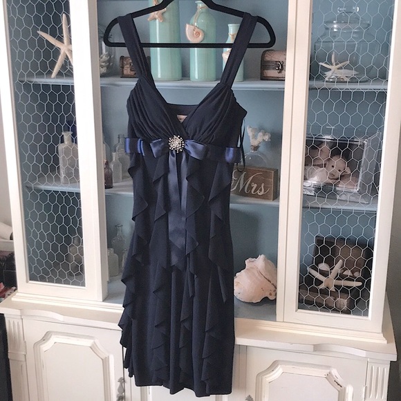 Fabulous Betsy & adam Dress UK 14 Navy blue maxi evening TM395 main image 1